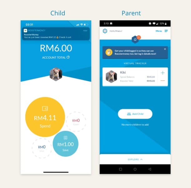 RoosterMoney app screenshot